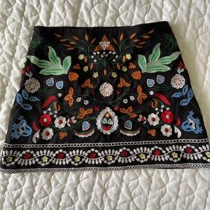 Zara Embroidered A Line Skirt